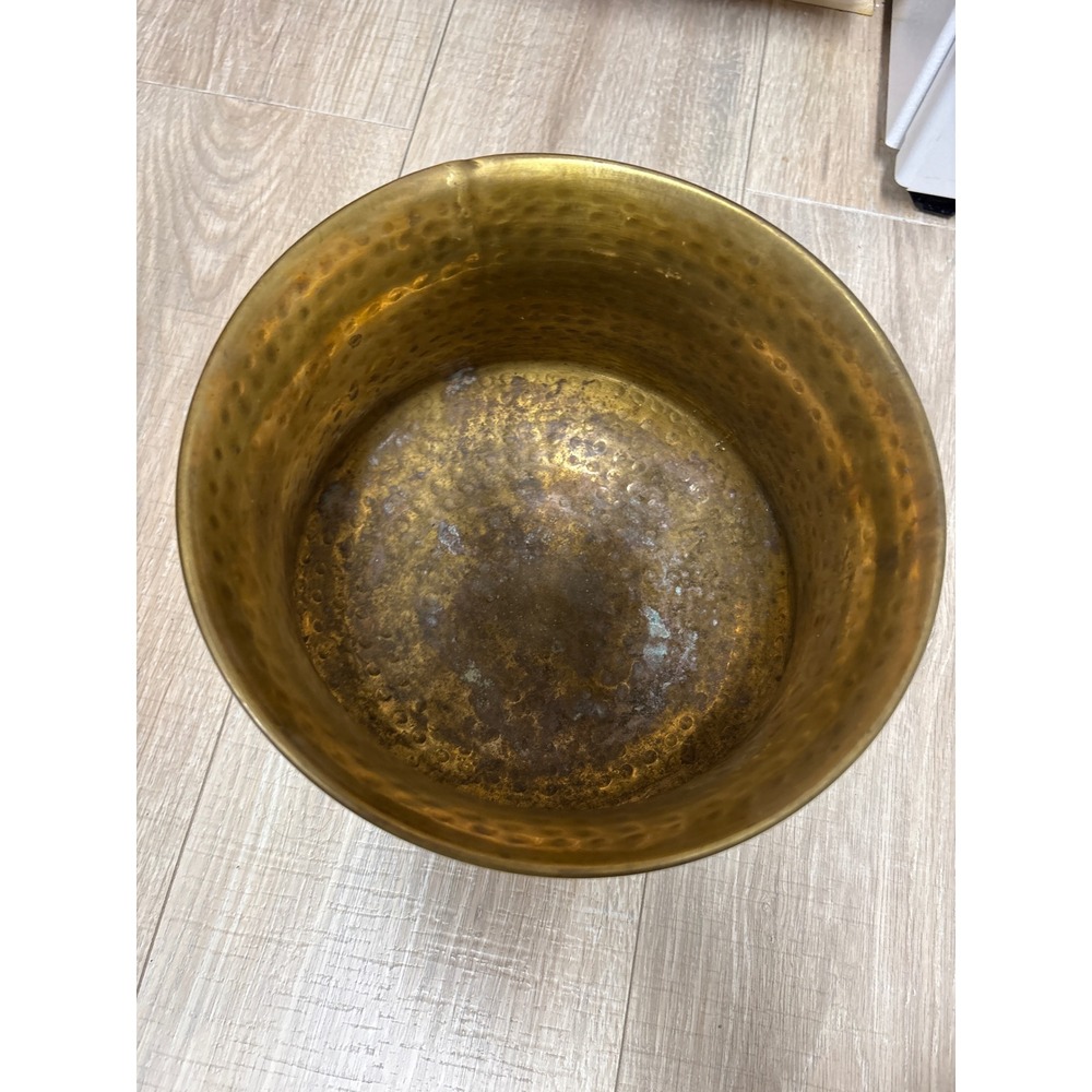 Vintage Hammered Brass Pot Planter Bowl Decorative Centerpiece - Picture 3 of 5